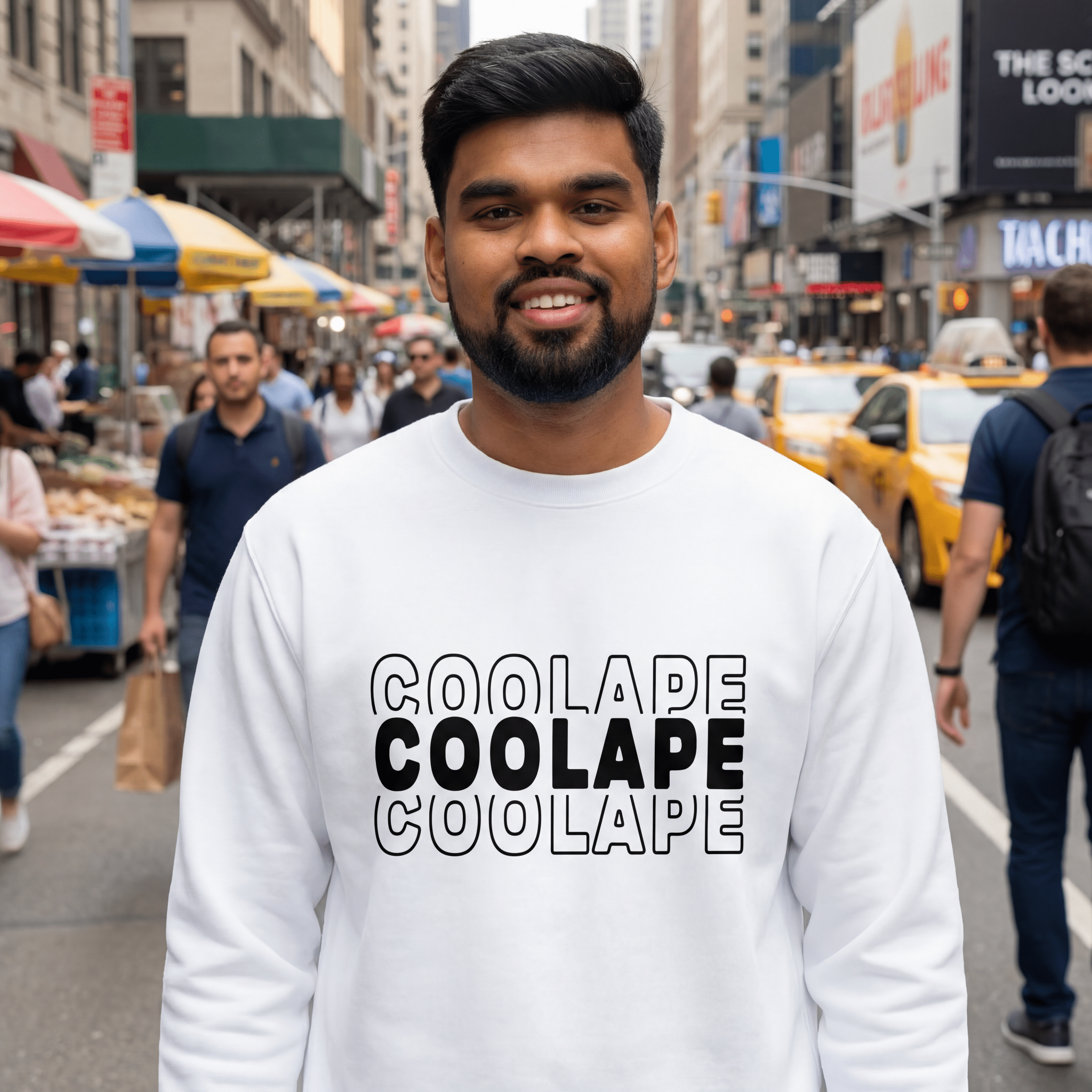 CoolApe Unisex organic sweatshirt Black on White - CoolApe.co.uk