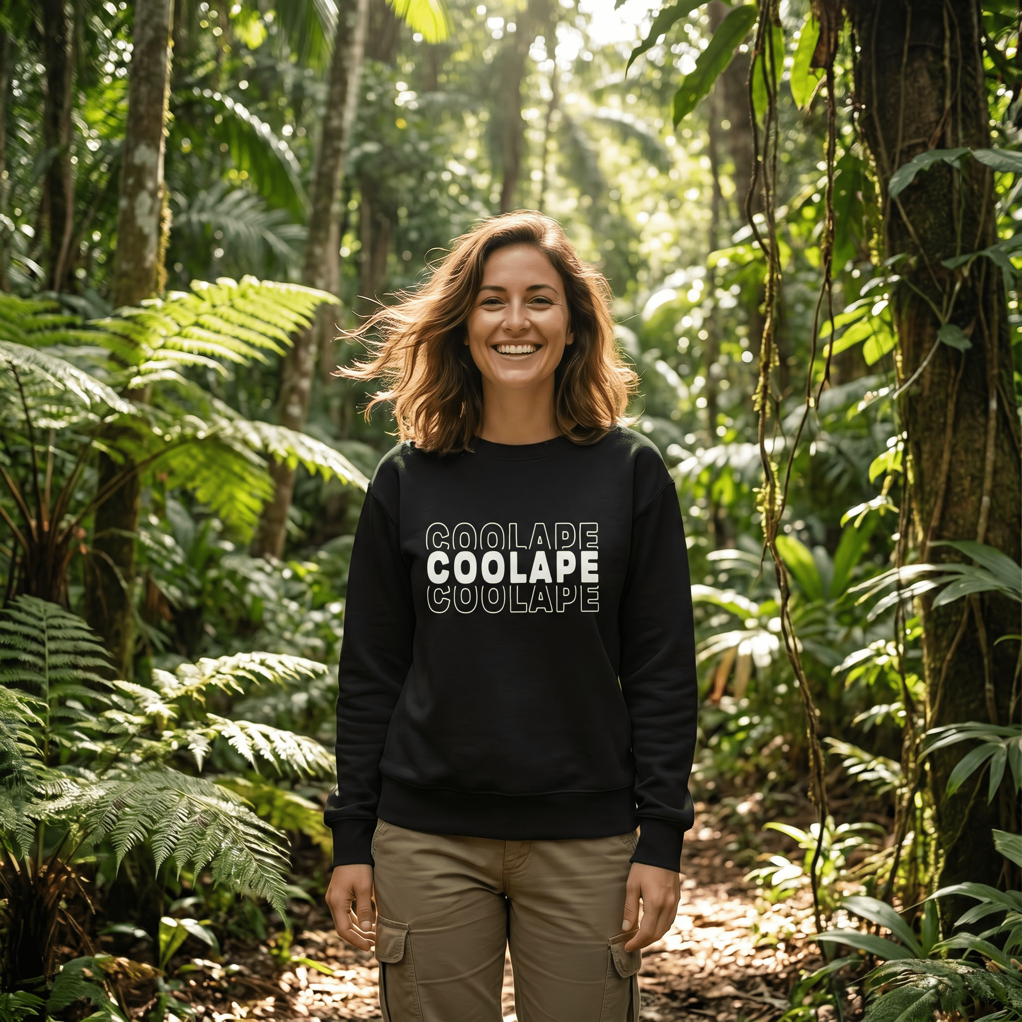 CoolApe Unisex Organic Sweatshirt White on Black - CoolApe.co.uk