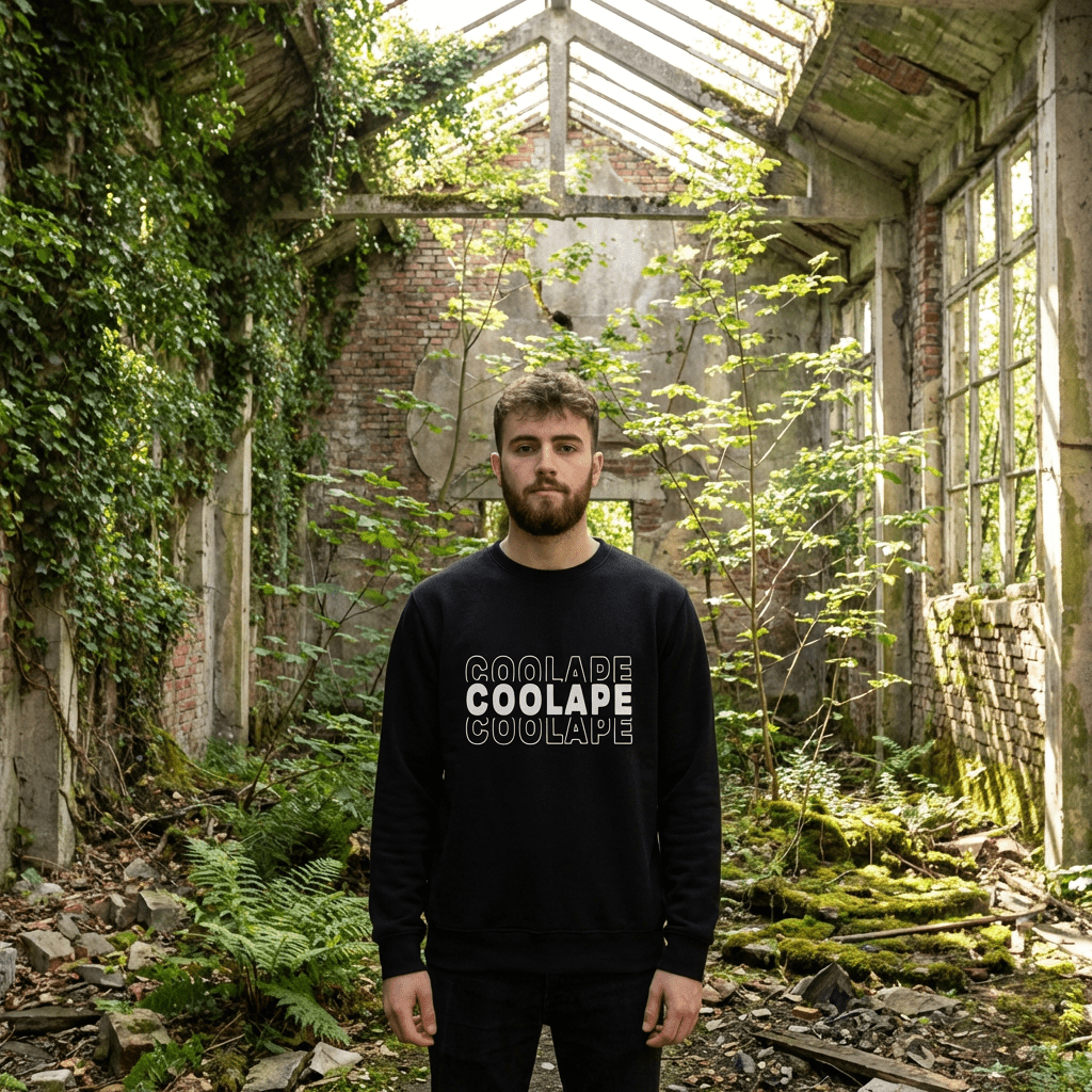 CoolApe Unisex Organic Sweatshirt White on Black - CoolApe.co.uk