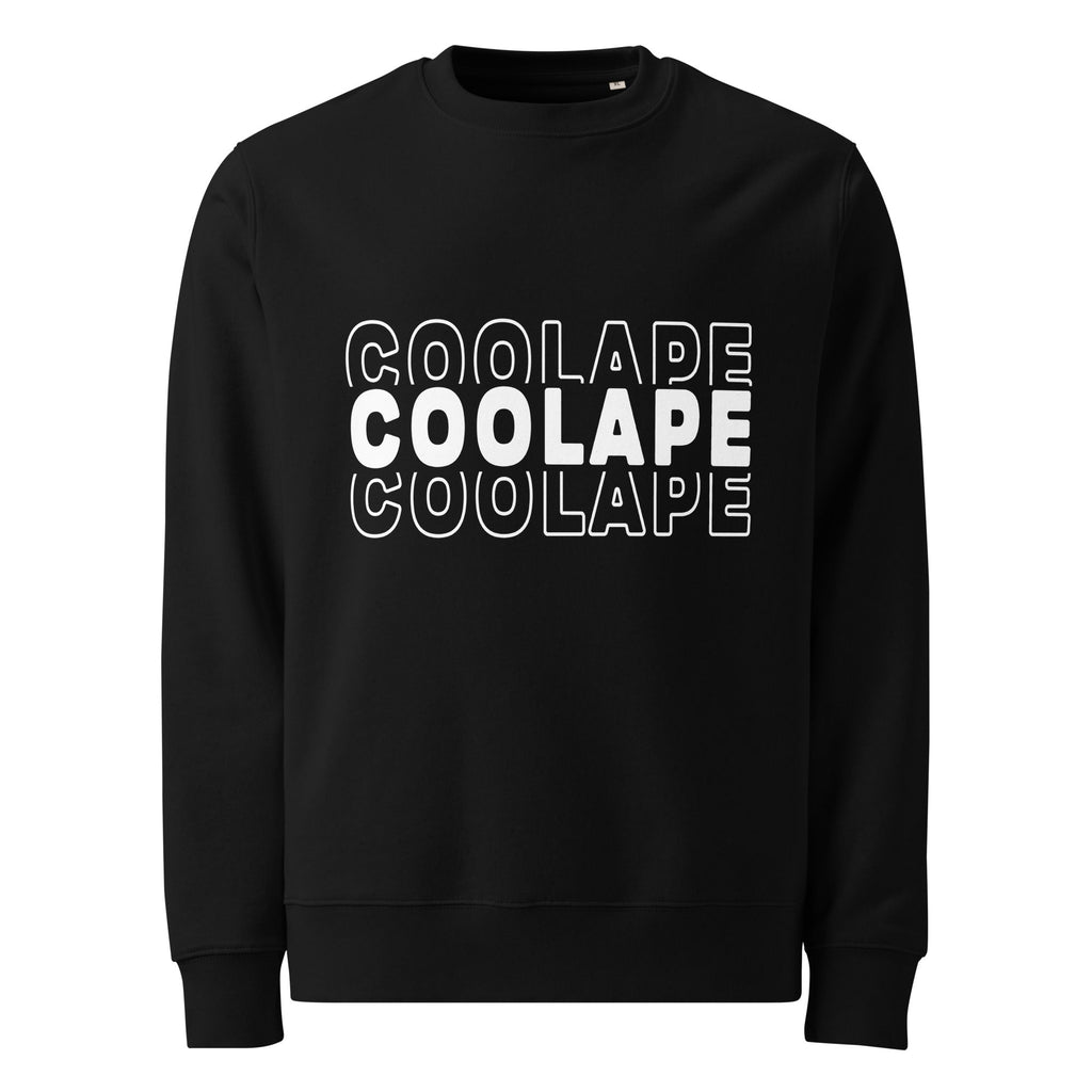 CoolApe Unisex Organic Sweatshirt White on Black - CoolApe.co.uk