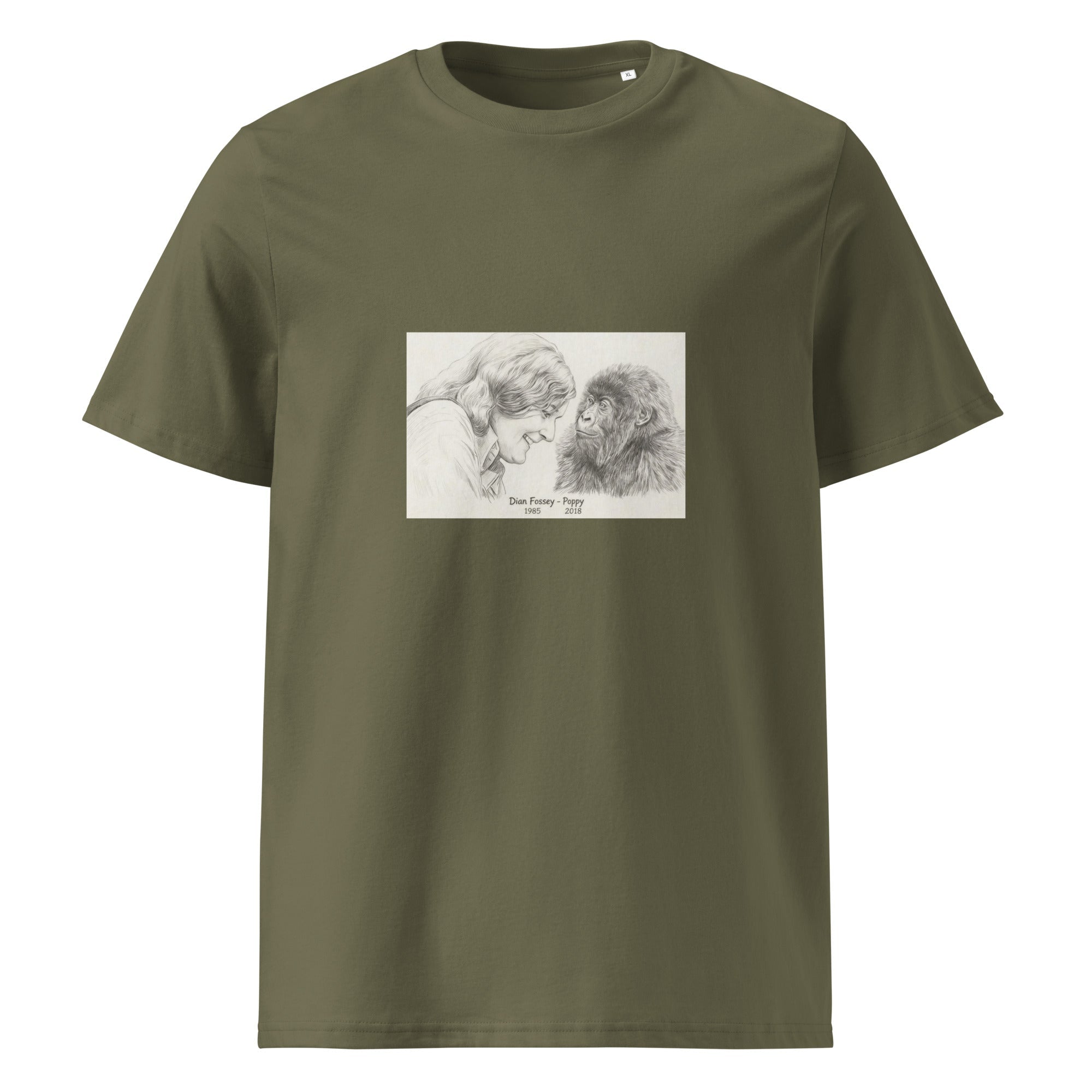 Dian Fossey & Poppy Gorilla Organic T-Shirt in Various Colours - CoolApe.co.uk