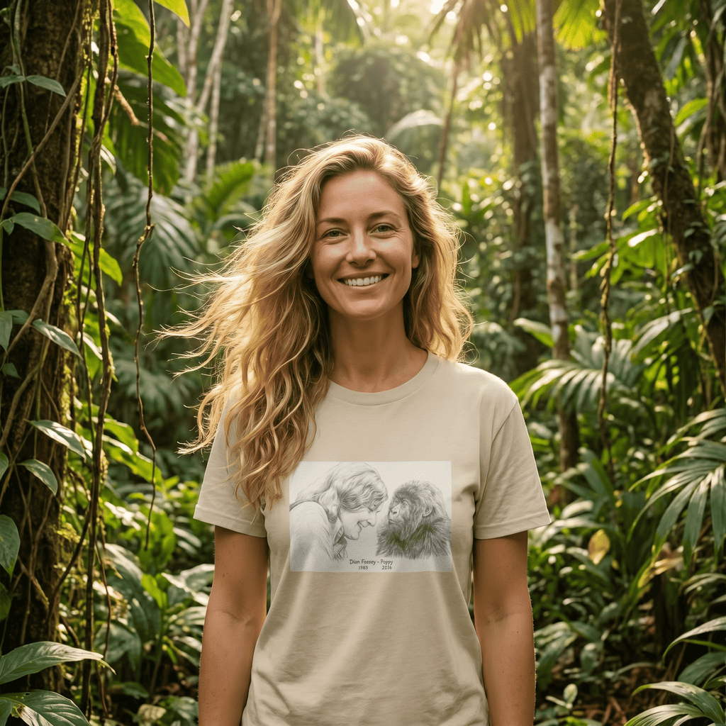 Dian Fossey & Poppy Gorilla Organic T-Shirt in Various Colours - CoolApe.co.uk