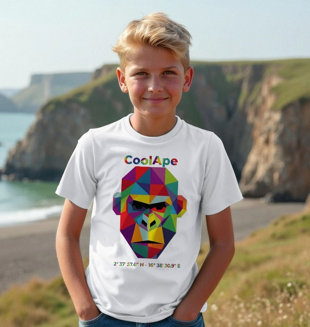 Kids CoolApe Unisex organic mid-light t-shirt 🦍🌿 🎨 in Various Colours - CoolApe.co.uk