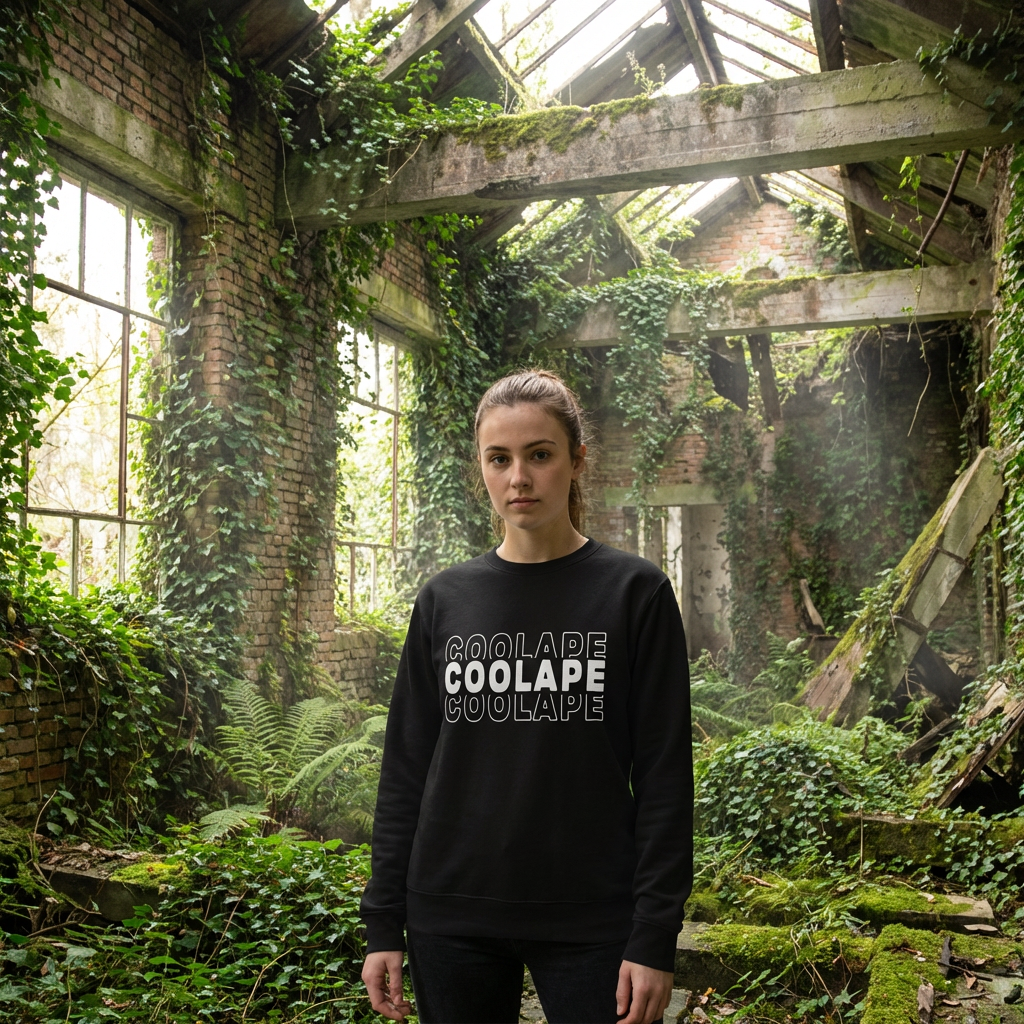 CoolApe Unisex Organic Sweatshirt White on Black