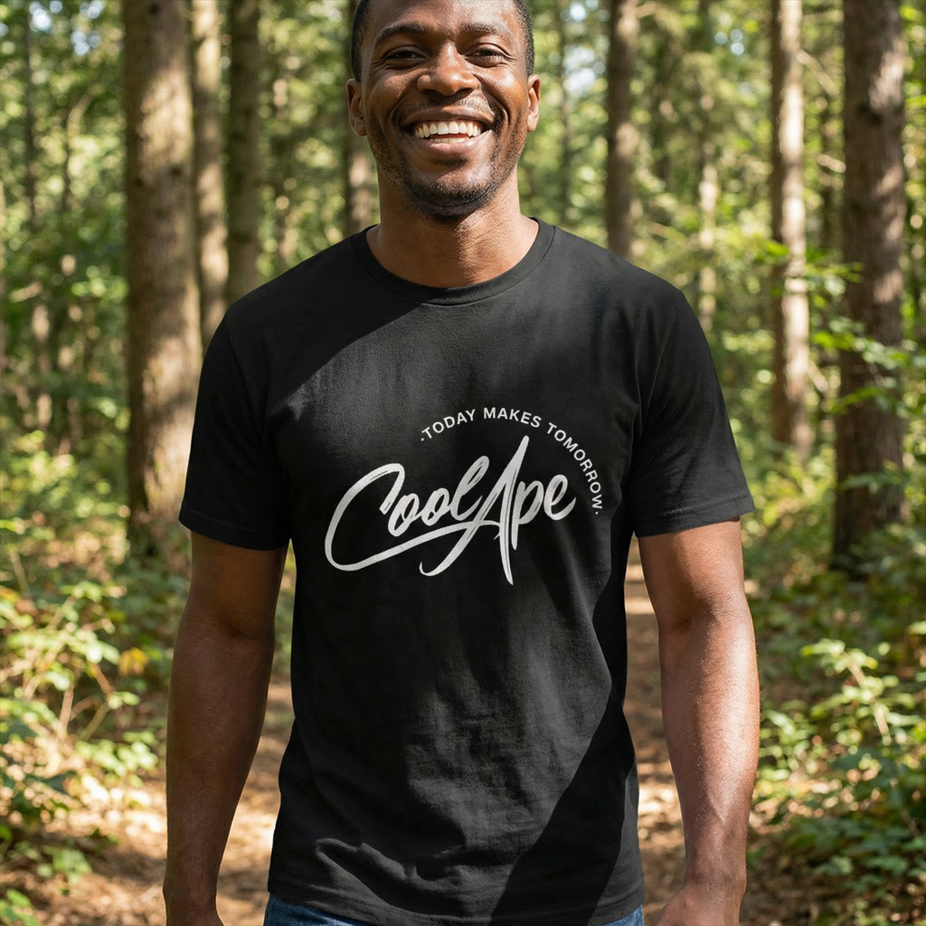 CoolApe Unisex Organic Cotton T-Shirt White Text Various Colours