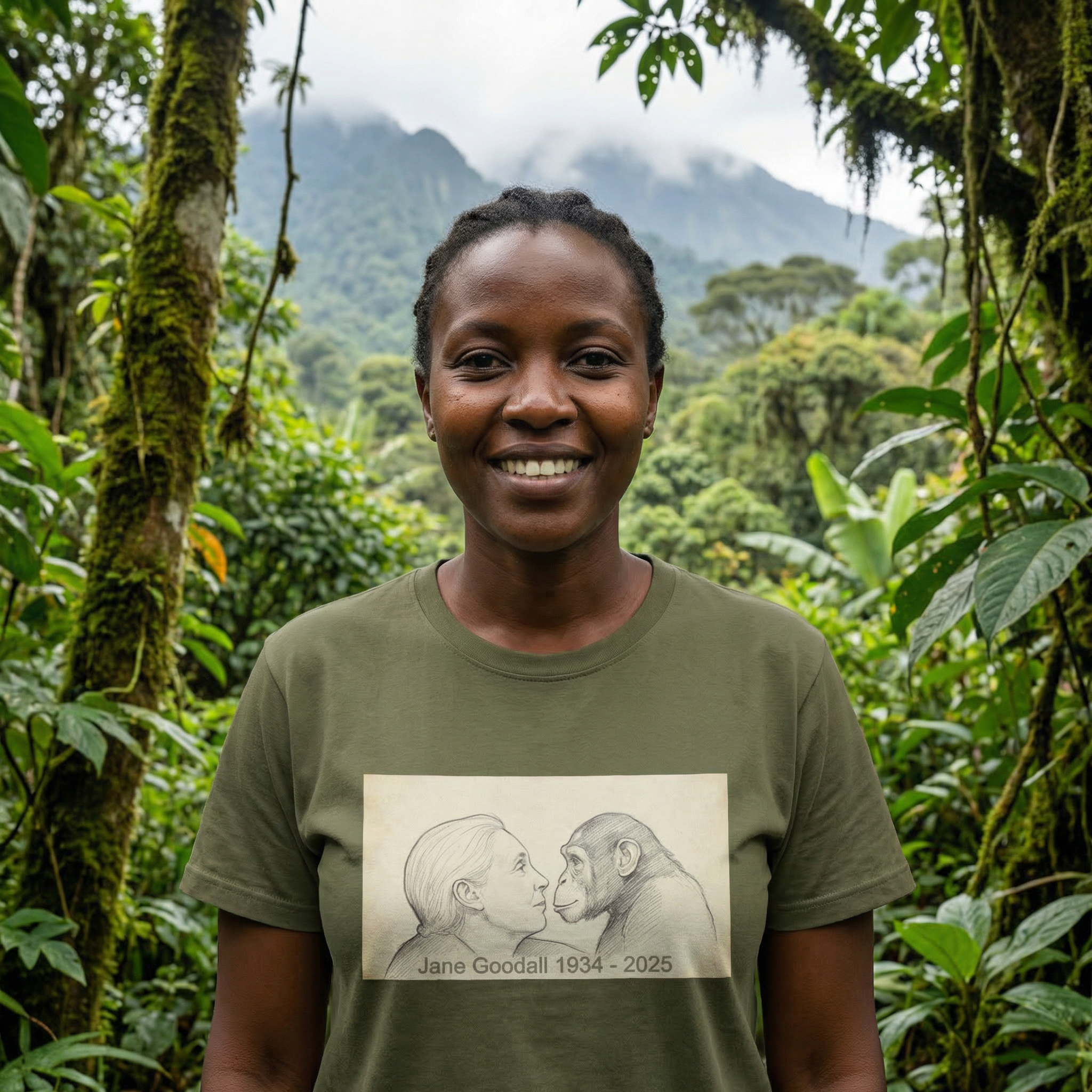 Jane Goodall Unisex 100% Organic Cotton T-Shirt in Various Colours
