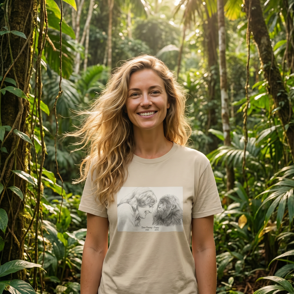 Dian Fossey & Poppy Gorilla Organic T-Shirt in Various Colours