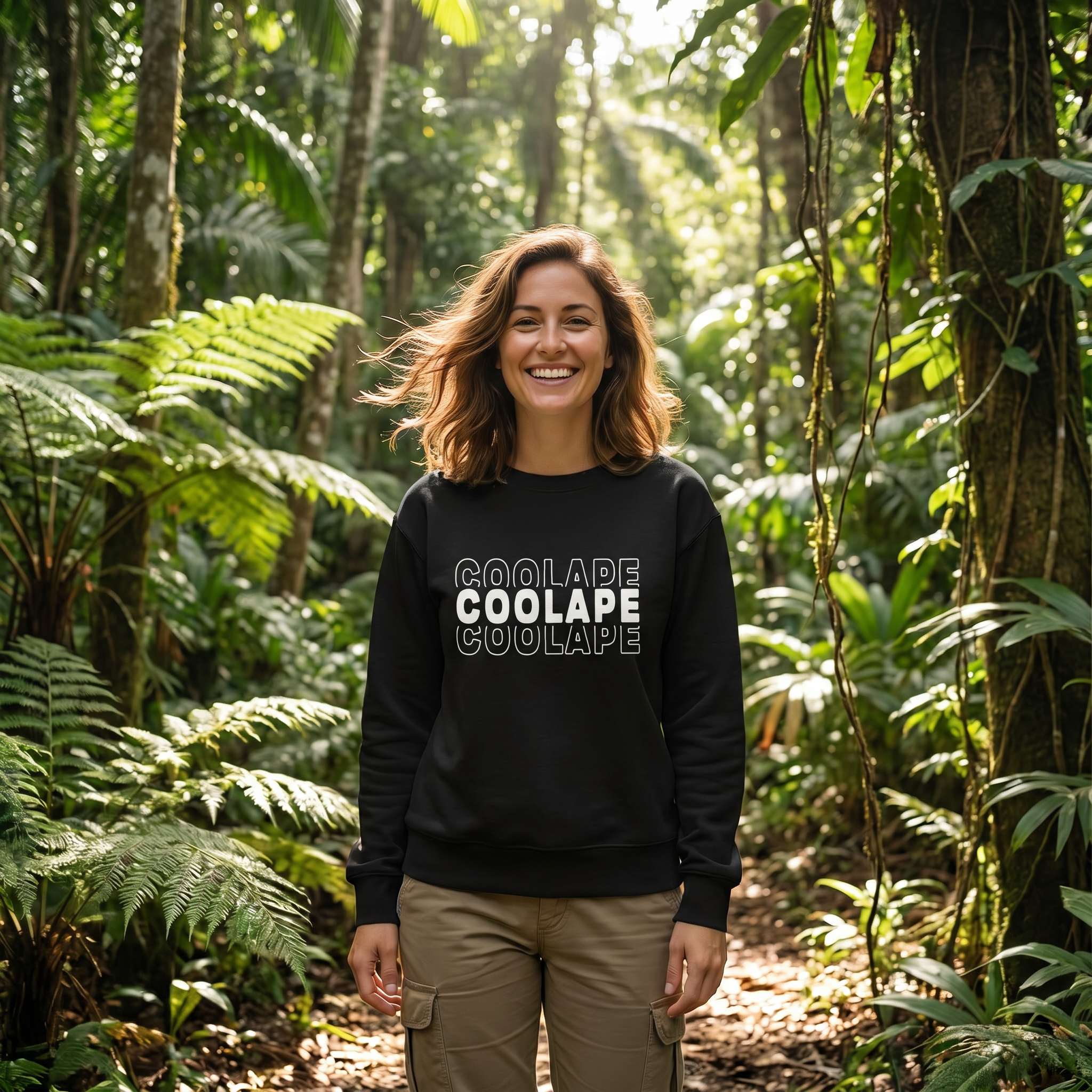 CoolApe Unisex Organic Sweatshirt White on Black