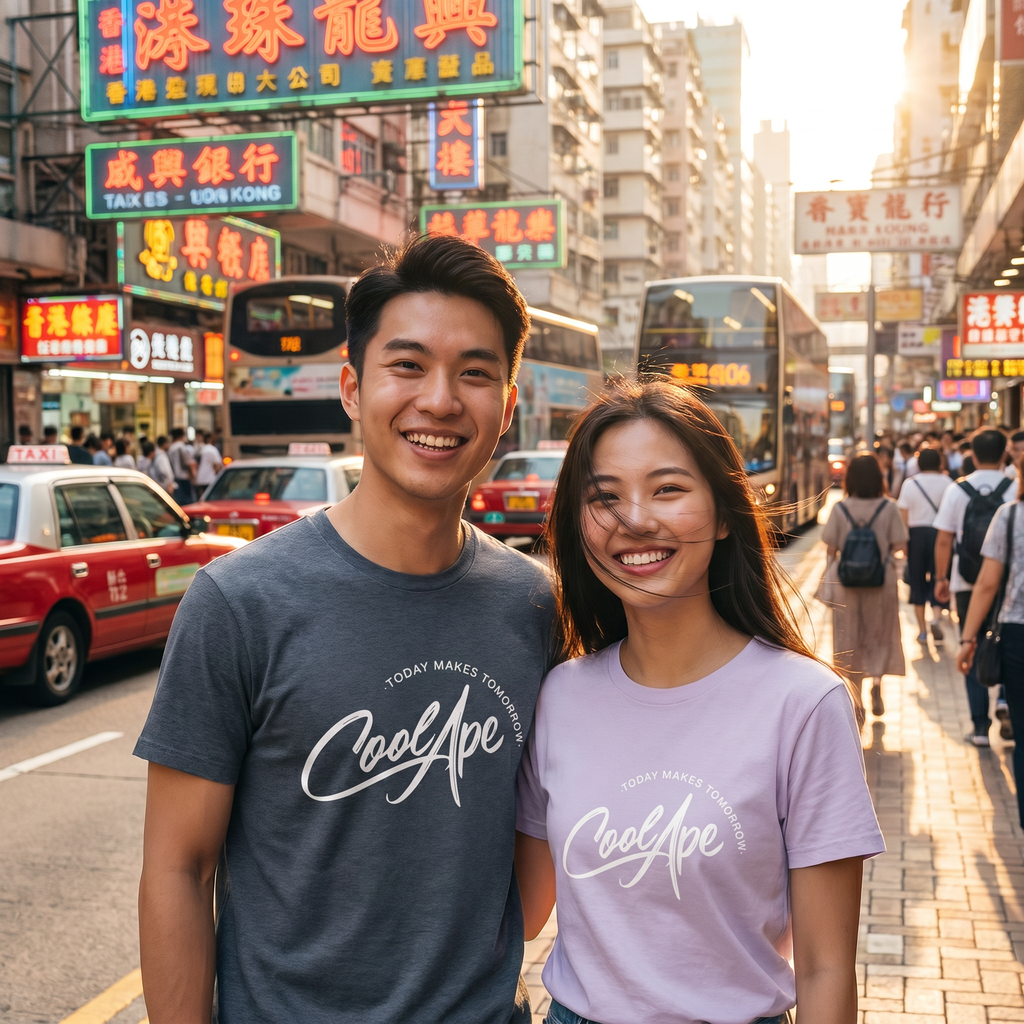 CoolApe Unisex Organic Cotton T-Shirt White Text Various Colours